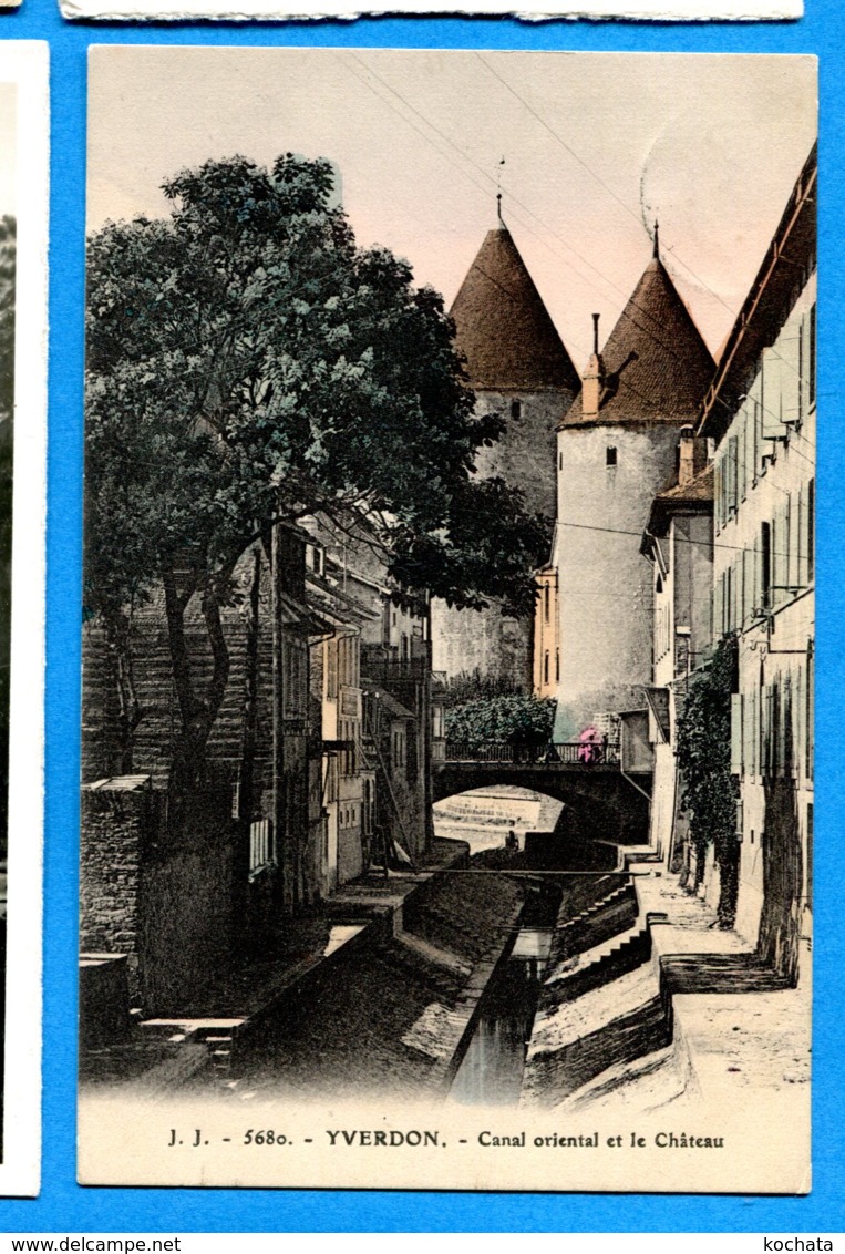 NY443, Yverdon, Canal Oriental Et Château, 5680, Jullien Frères, Circulée 1924 - Yverdon-les-Bains 