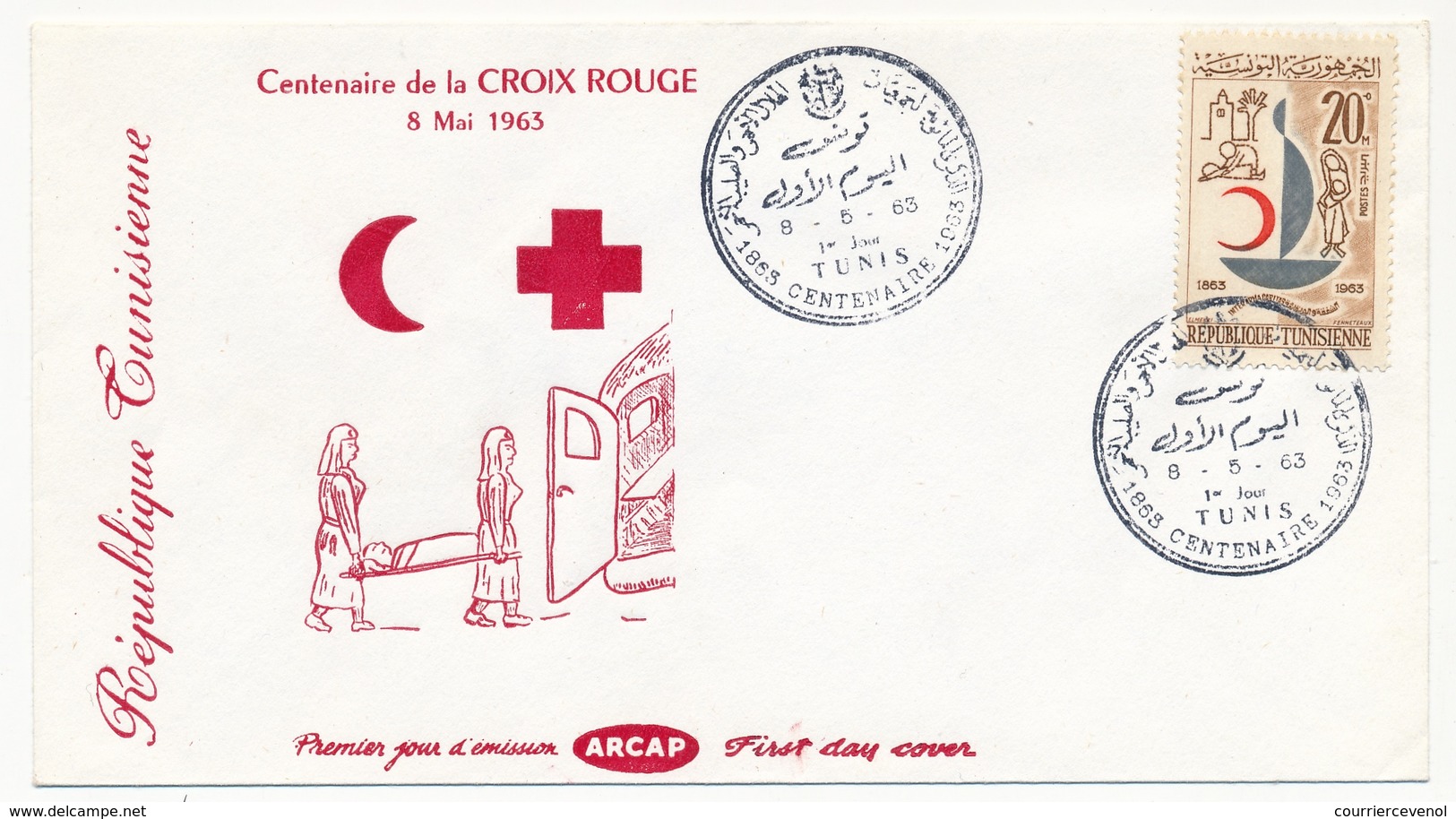 TUNISIE - Enveloppe FDC - Centenaire De La Croix Rouge - TUNIS 1963 - Tunisie (1956-...)