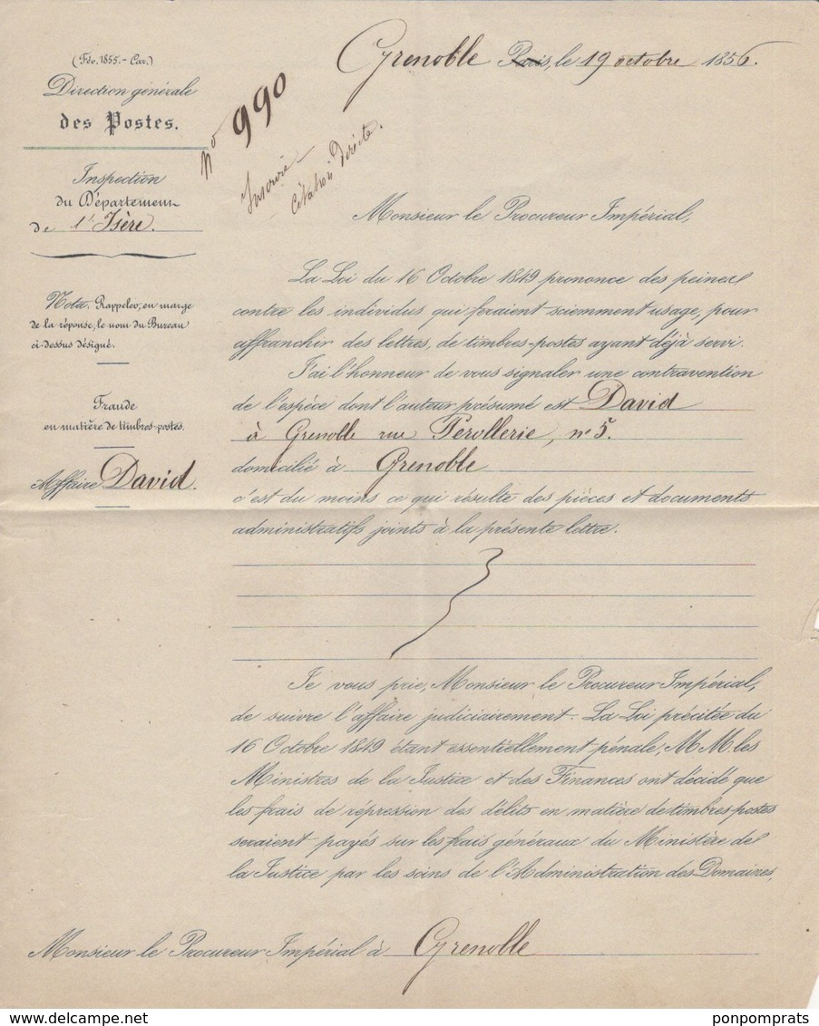 PROCES-VERBAL De La Saisie De Lettre Revêtue D’un Timbre-poste D’affranchissement Présumé Frauduleux + Lettre Type. - 1801-1848: Precursors XIX