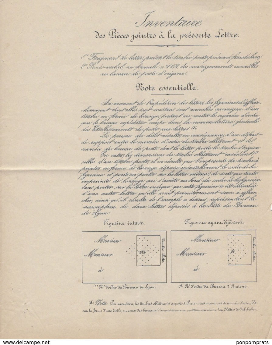 PROCES-VERBAL de la Saisie de Lettre revêtue d’un timbre-poste d’affranchissement présumé frauduleux + Lettre Type.