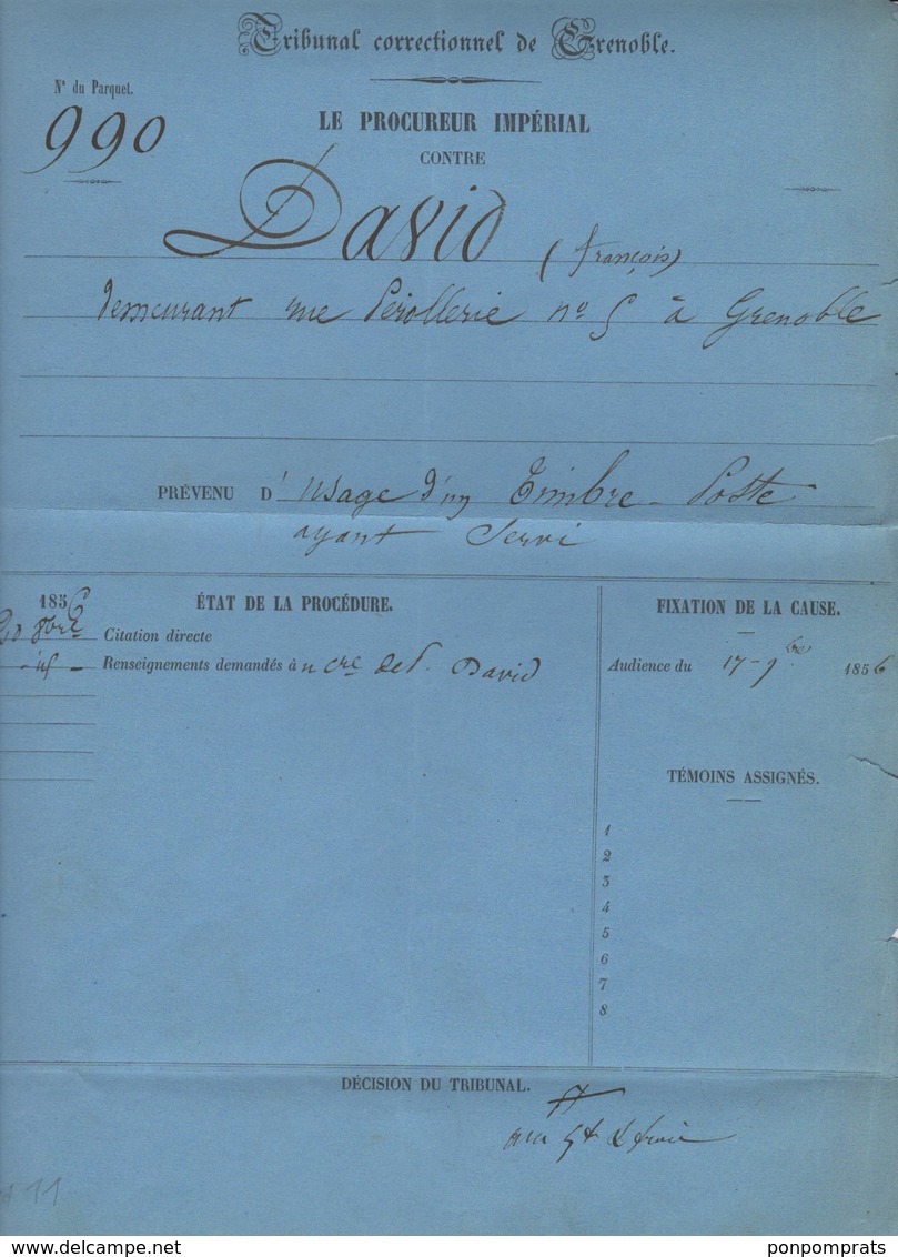 PROCES-VERBAL de la Saisie de Lettre revêtue d’un timbre-poste d’affranchissement présumé frauduleux + Lettre Type.