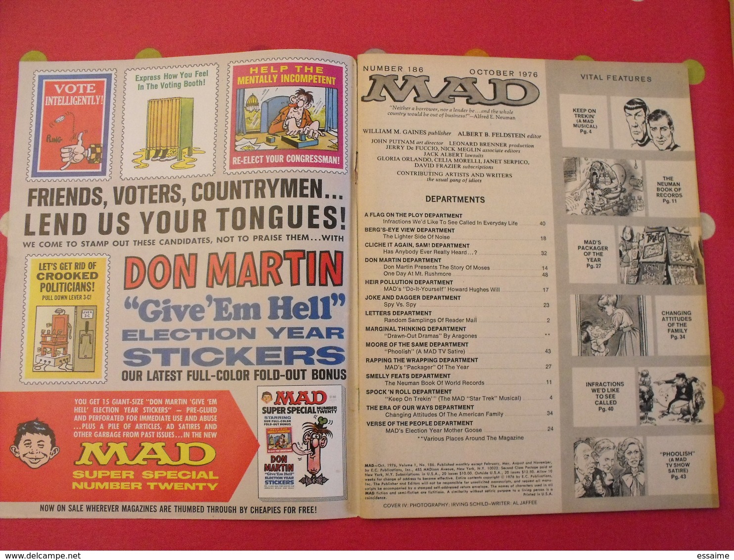 16 n° de MAD de 1976-1981. jack richard, don martin, david berg, jaffee. en anglais