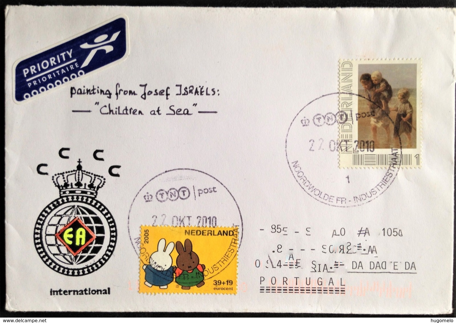 Netherlands, Circulated Cover To Portugal, "Art", "Painting", "Famous People", "Josef Israëls", 2010 - Lettres & Documents