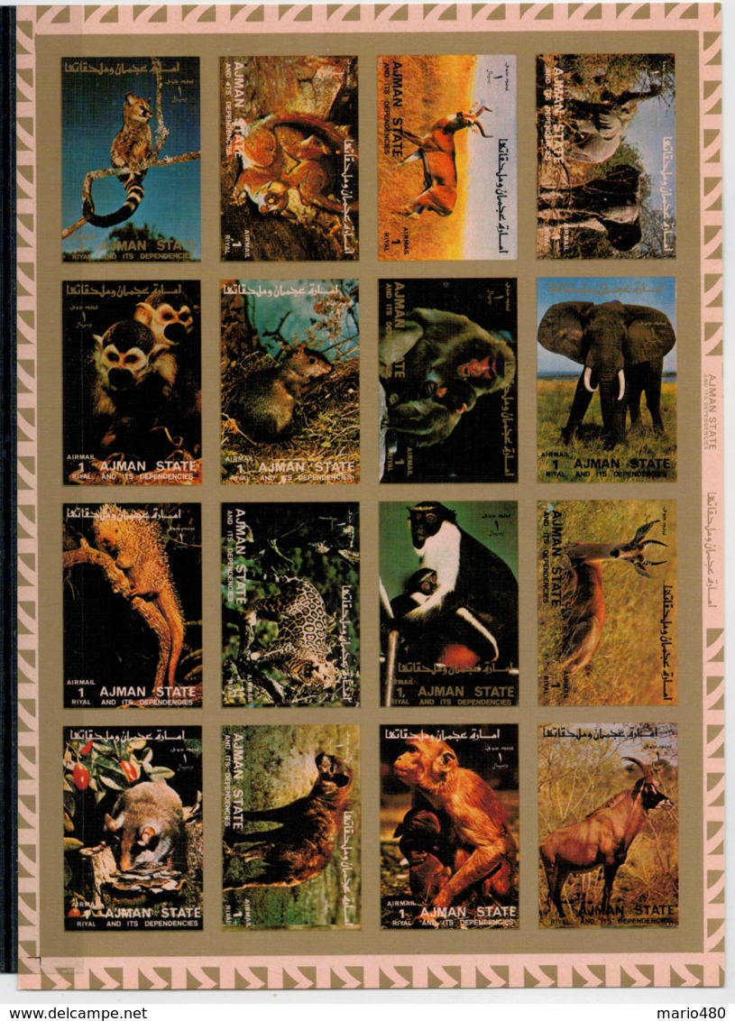 AJMAN STATE     ANIMALS        1  SHEET WITH  16 STAMPS   IMPERFORATED     MNH** - Ajman