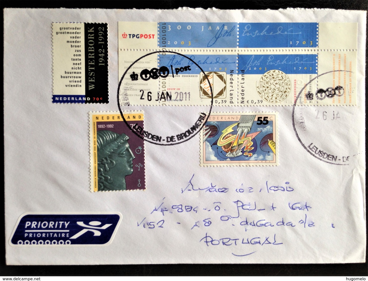 Netherlands, Circulated Cover To Portugal, "Printers", "Famous People", "Joh. Enschedé", 2011 - Lettres & Documents