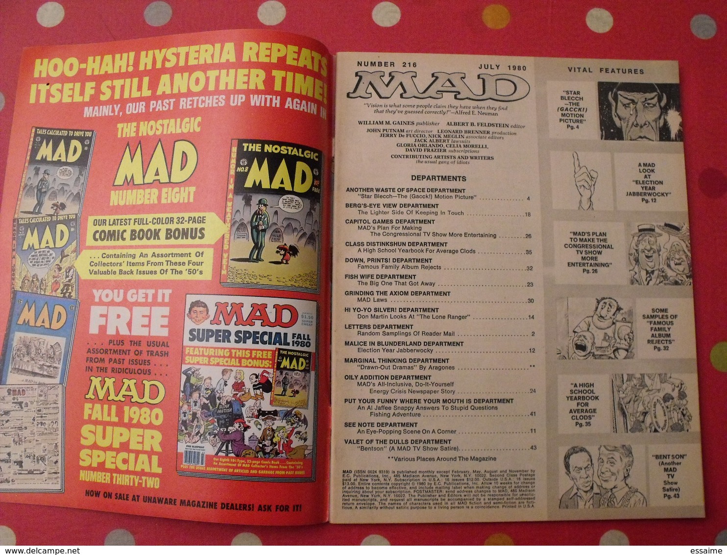 12 n° de MAD de 1980-1982. jack richard, don martin, david berg, jaffee. en anglais