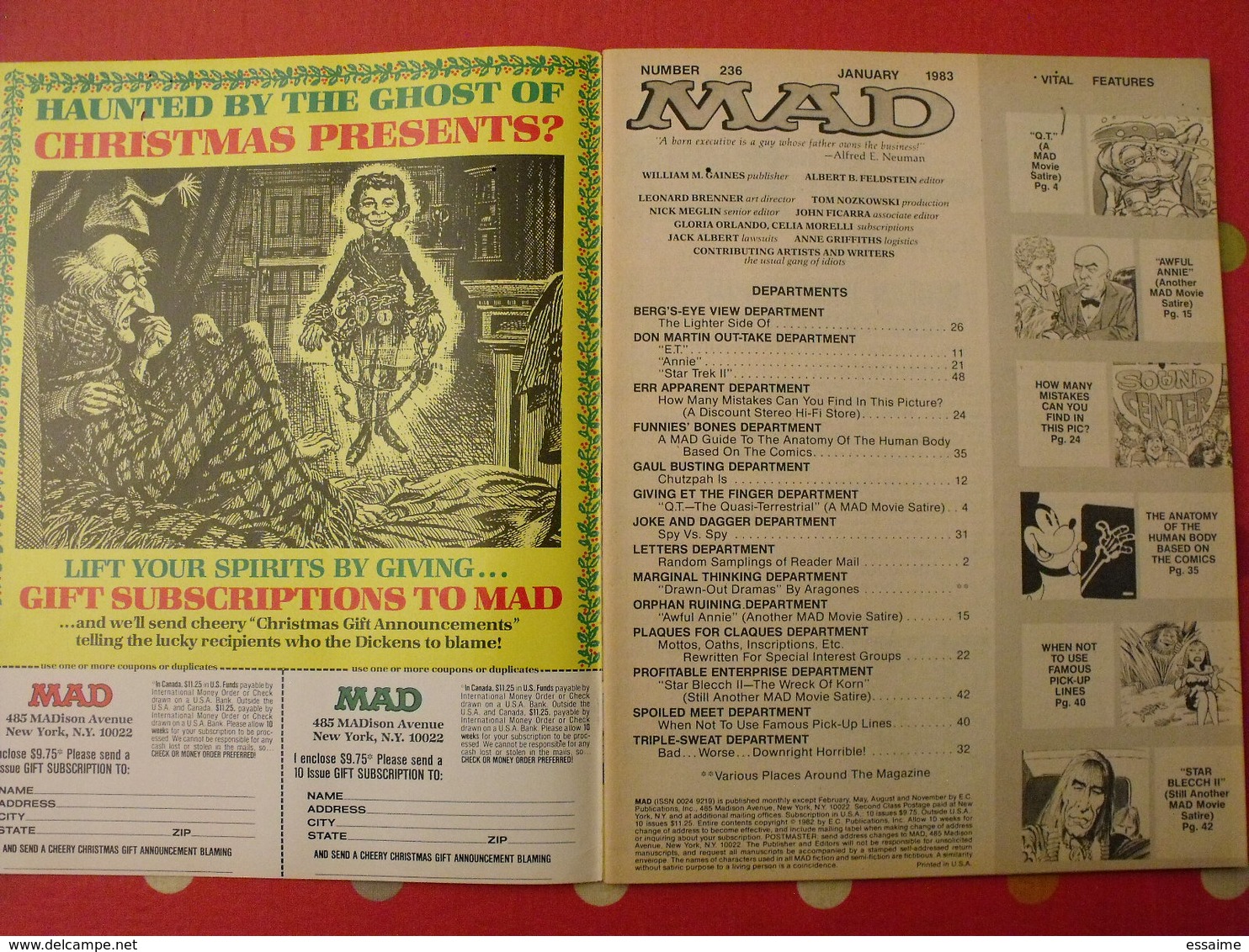 10 n° de MAD de 1982-1983. jack richard, don martin, david berg, jaffee. en anglais