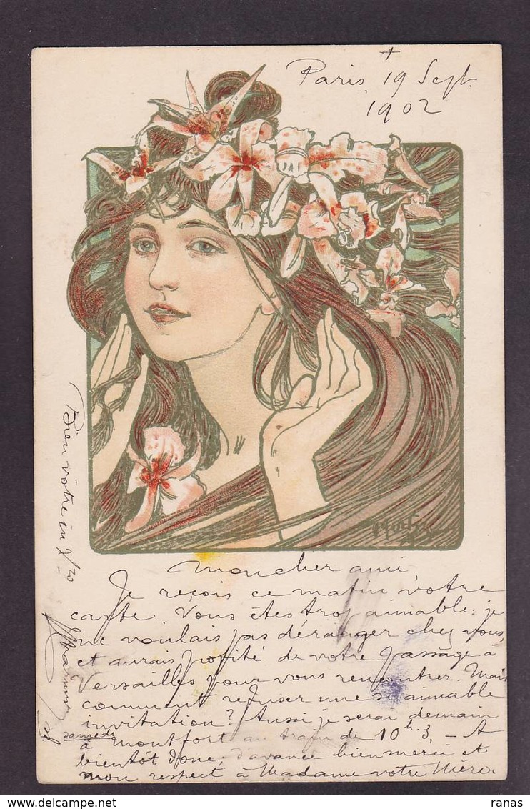 CPA MUCHA Art Nouveau Circulé COCORICO Voir Scan Du Dos - Mucha, Alphonse