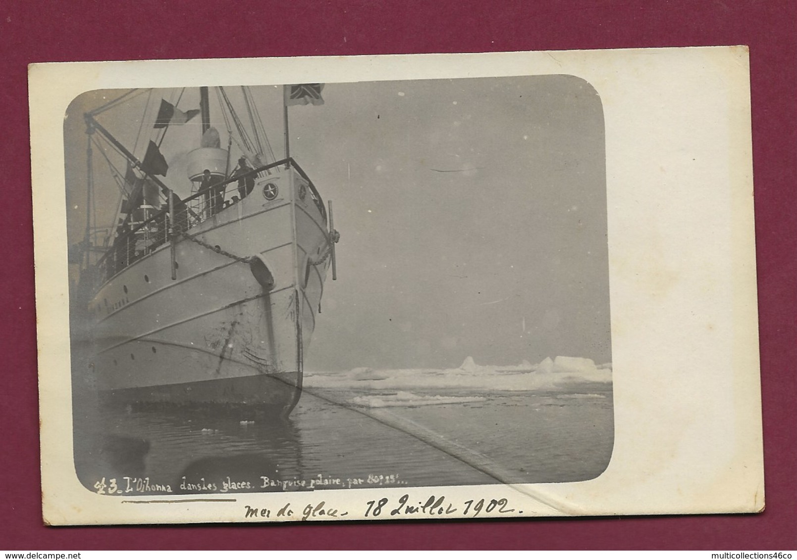 210320A - ANTARCTIQUE CARTE PHOTO Bateau OIHONNA Dans Les Glaces Banquise Polaire 1902 - Monde