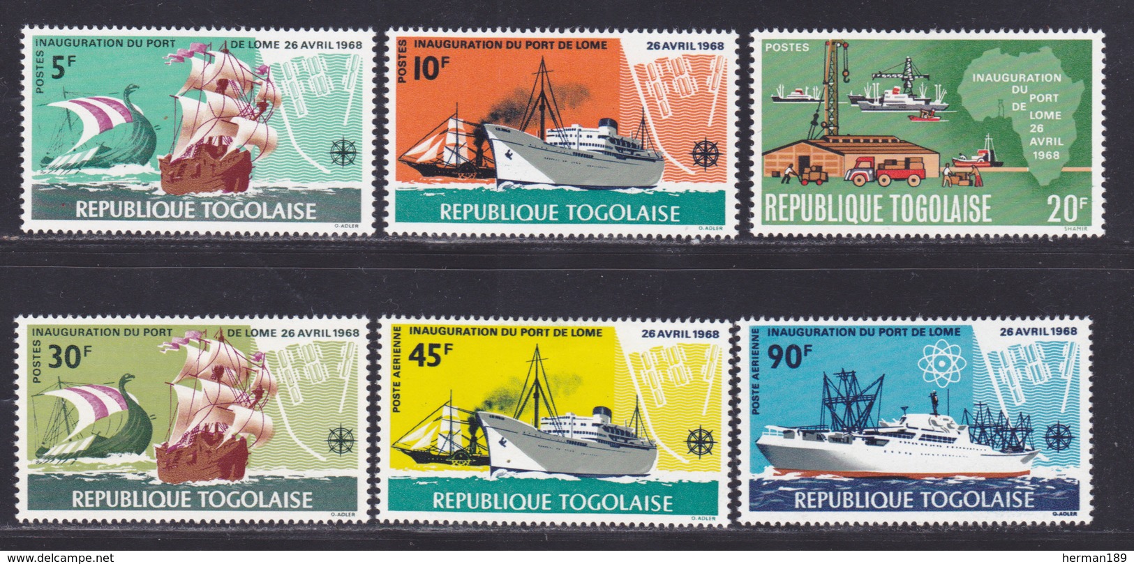 TOGO N°  573 à 576, AERIENS 93 & 94 * MLH Neufs Avec Charnière, TB (D9383) Inauguration Du Port De Lomé - 1968 - Togo (1960-...)