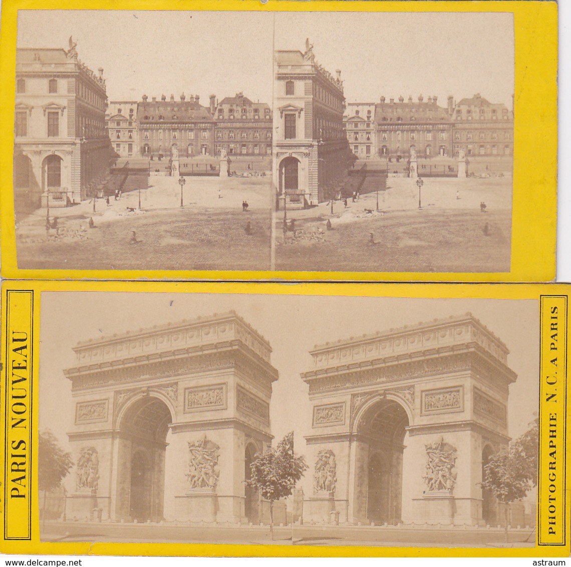 Lot De 4 Photo Stero-75- Paris -arc De Triomphe,opéra,notre Dame,are Du Carrousel - Stereoscopio