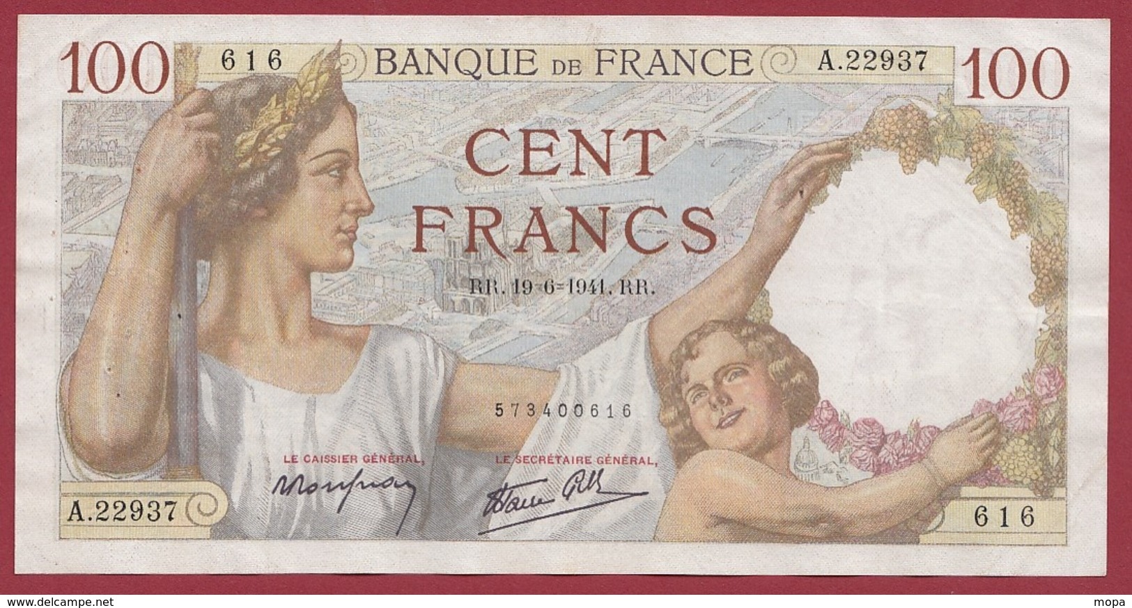 100 Francs "Sully" Du 19/06/1941.RR.---TTB+--ALPH -A.22937 - 100 F 1939-1942 ''Sully''