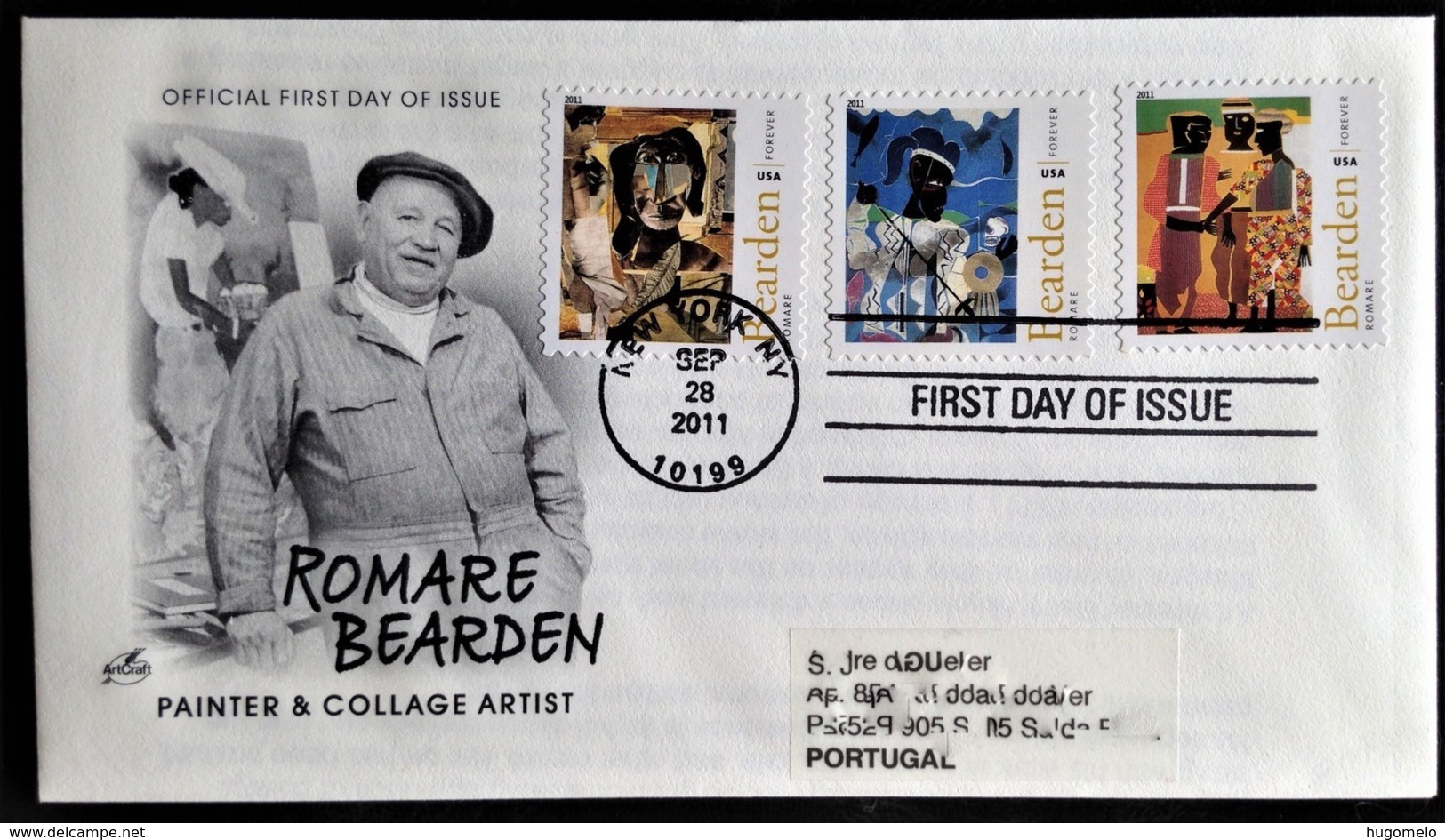 United States, Circulated FDC To Portugal, "Painting", "Famous People", "Romare Bearden", 2011 - 2011-...