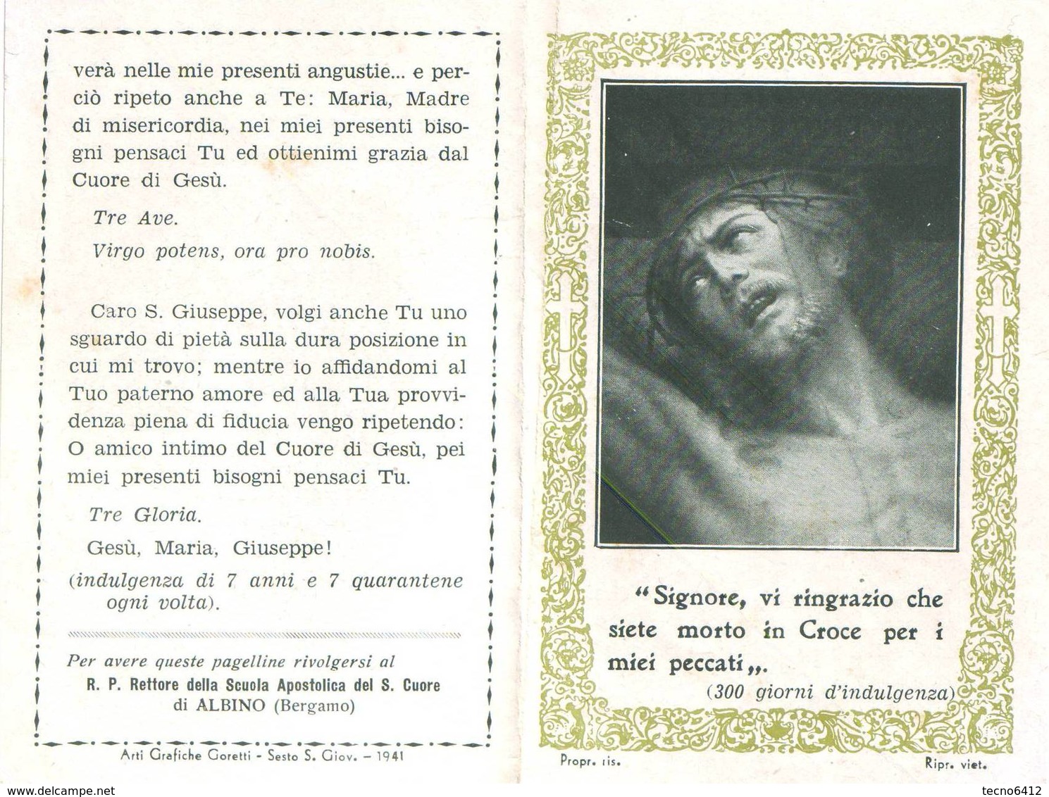 Santino Triduo Al S.cuore Di Gesu' - Pieghevole A Due Ante - Devotion Images
