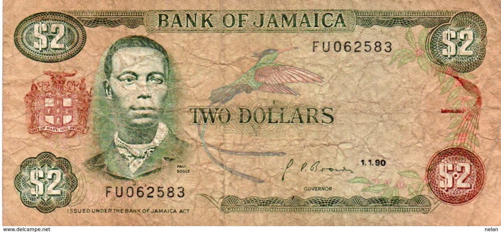 JAMAICA 2 DOLLARs 1990  P-69  CIRC. - Jamaica