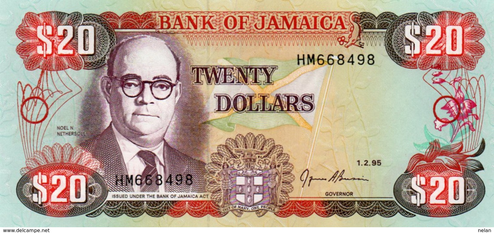 JAMAICA 20 DOLLARS 1995  P-72e  UNC - Jamaique