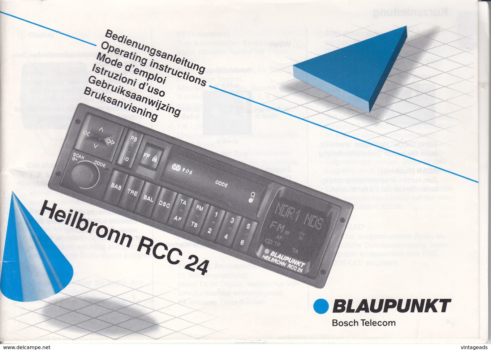 (AD377) Original Anleitung BLAUPUNKT Heilbronn RCC24 Mit Einbauanleitung, Neuwertig - Shop-Manuals