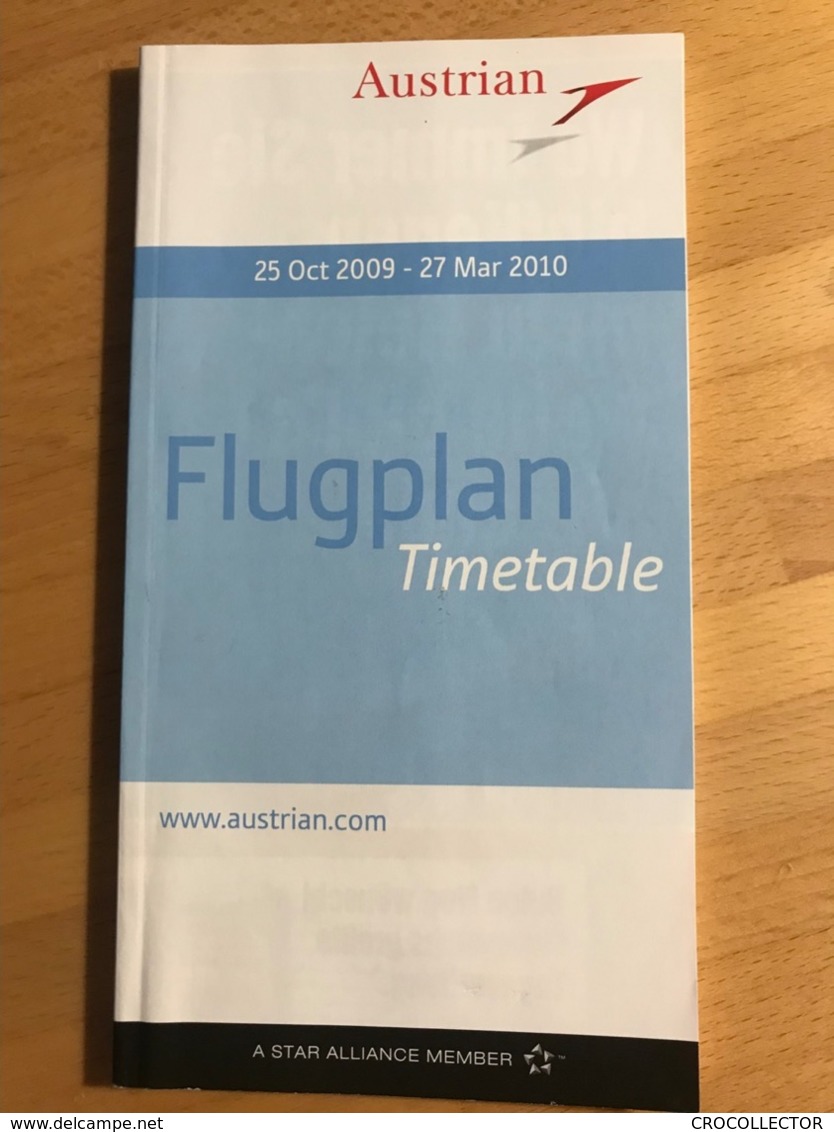 Austrian 25 Oct 2009 - 27 Mar 2010 Flugplan Timetable - Zeitpläne