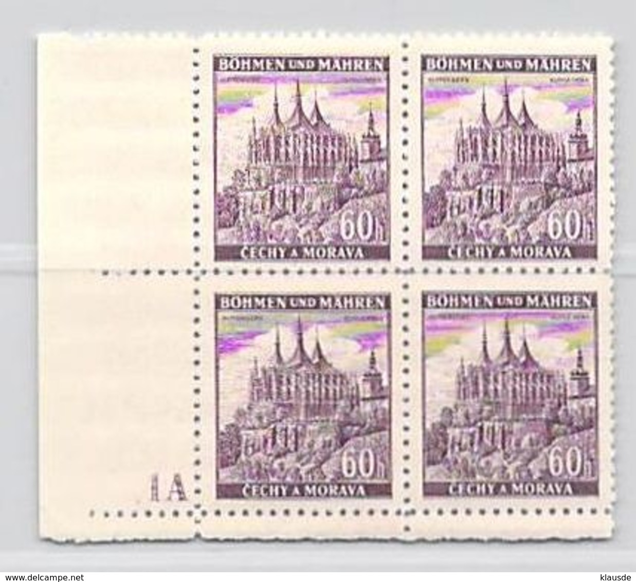 MiNr. 27 4rer Block ER Xx Deutschland Böhmen & Mähren - Unused Stamps