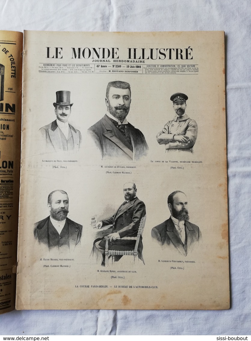 LE MONDE ILLUSTRE - ANNEE 1901 / Course Paris Berlin / Automobile Club / Wagon Du Pape / Direction Des Ballons - 1900 - 1949