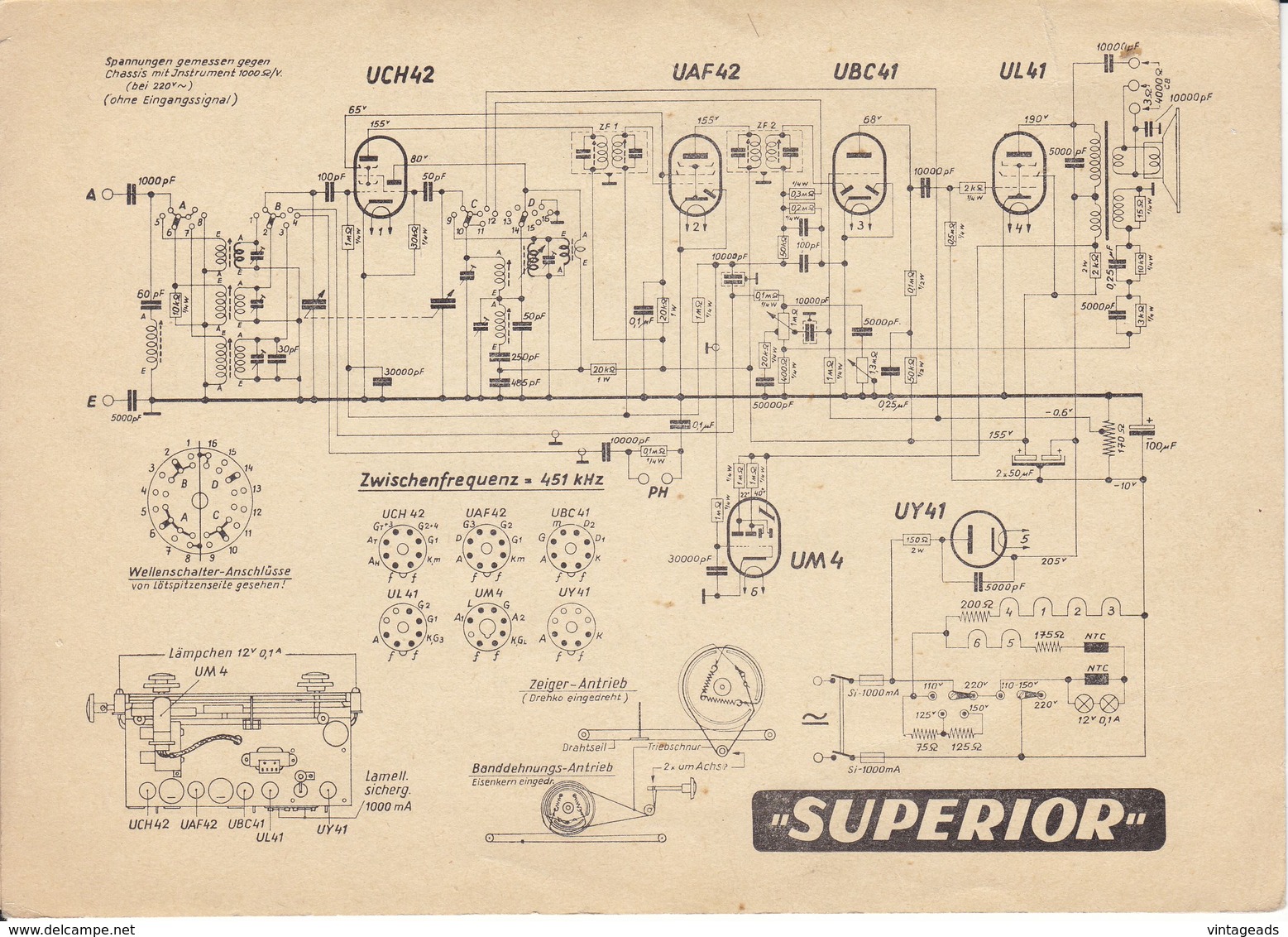 (AD380) Original Anleitung Röhrenradio SUPERIOR A, Kapsch & Söhne, Mit Schaltplan - Manuels De Réparation