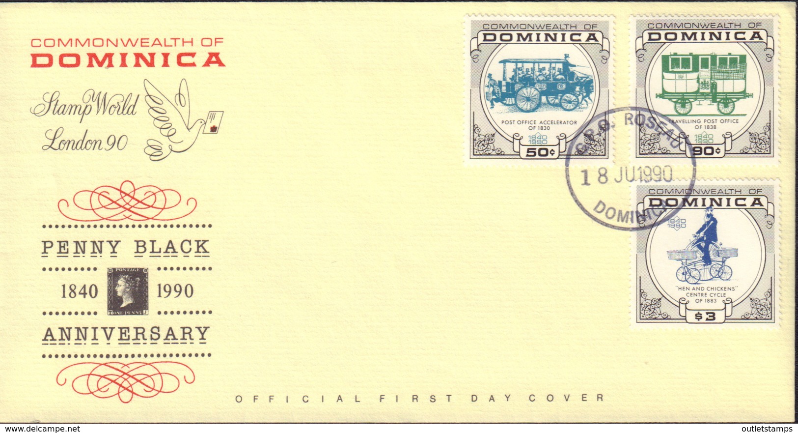 Ref. 372380 * NEW *  - DOMINICA . 1990. LONDON 90. WORLD PHILATELIC EXHIBITION. LONDON 90. EXPOSICION FILATELICA INTERNA - Dominica (1978-...)