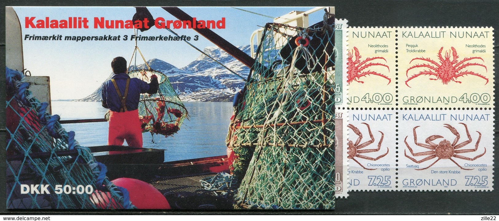 Grönland Mi# MH 3 Postfrisch MNH - Queen Margrethe + Fauna Crabbs - Booklets