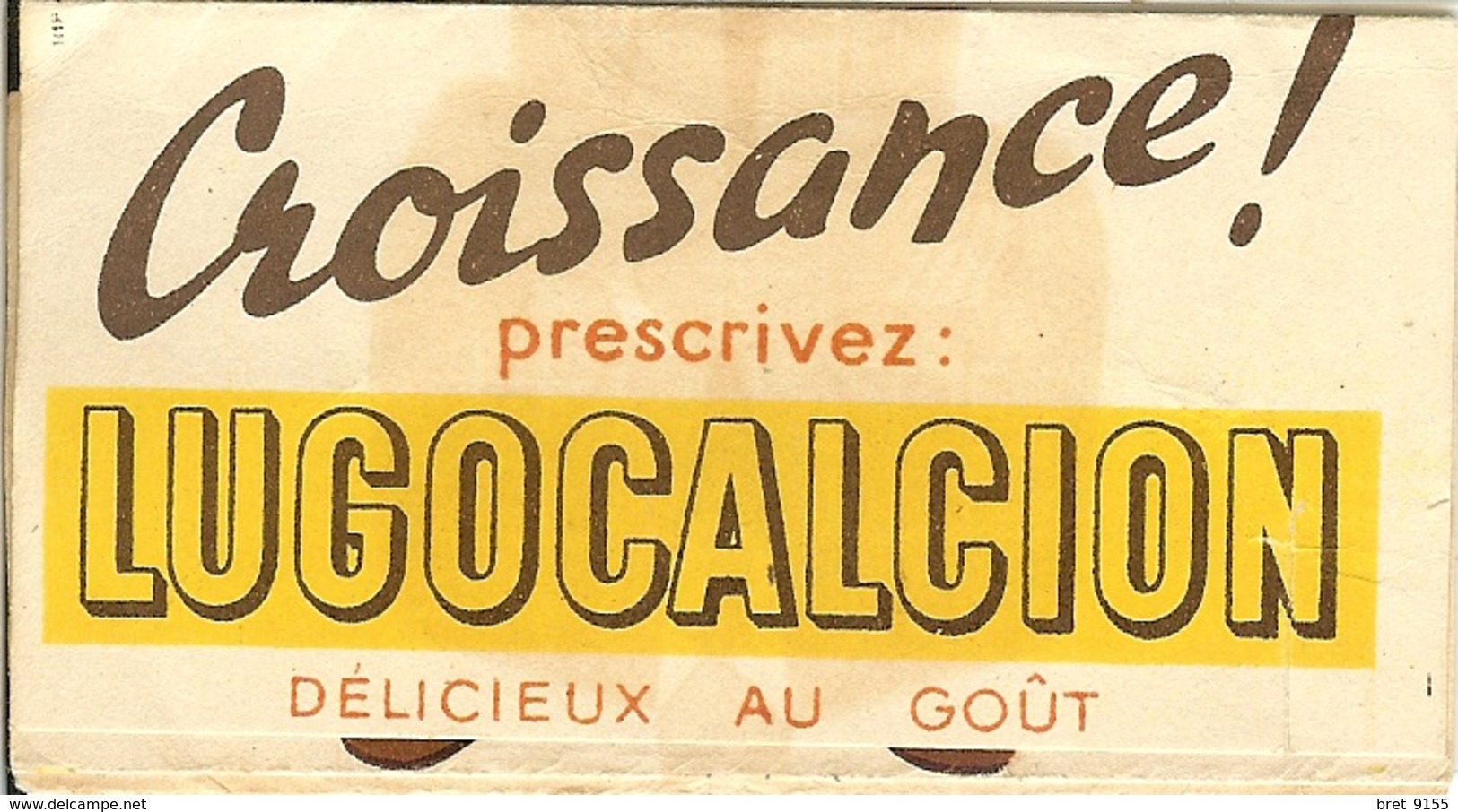 TIMBRE 60c DEPLIANT PUBLICITAIRE LUGOCALCION LABORATOIRE NOVALIS 69 OULLINS AUX MEDECINS POUR LA CROISSANCE DES ENFANTS - Autres & Non Classés