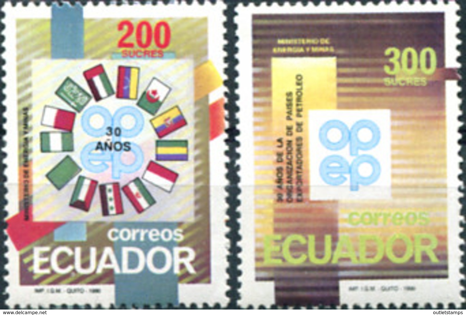 Ref. 309021 * NEW *  - ECUADOR . 1990. 30 YEARS OF THE ORGANIZATION OF OIL EXPORTING COUNTRIES	. 30 A�OS DE LA ORGANIZAC - Ecuador