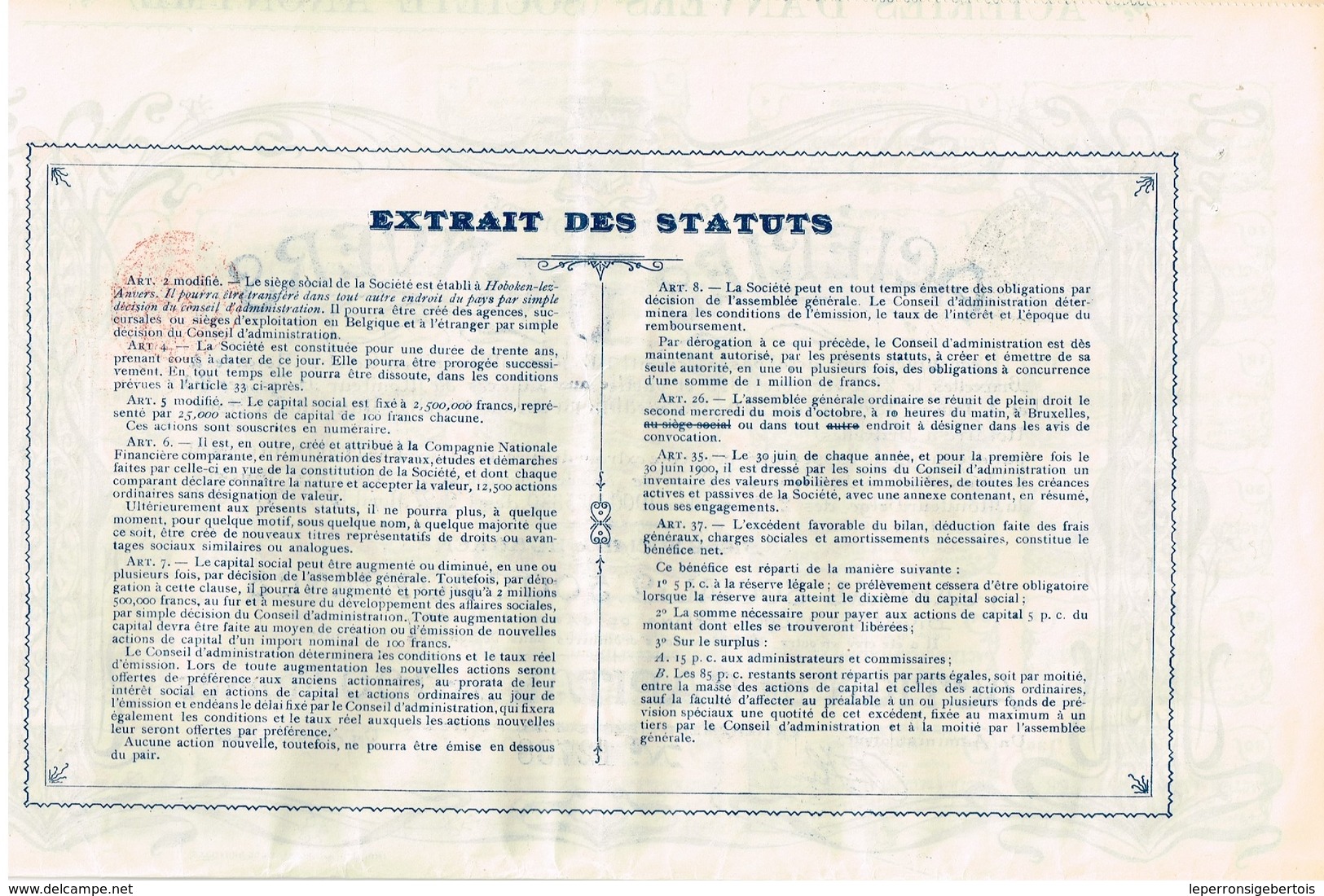 Titre Ancien - Société Anonyme Des Aciéries D'Anvers -Titre De 1902 - Déco - Industrie