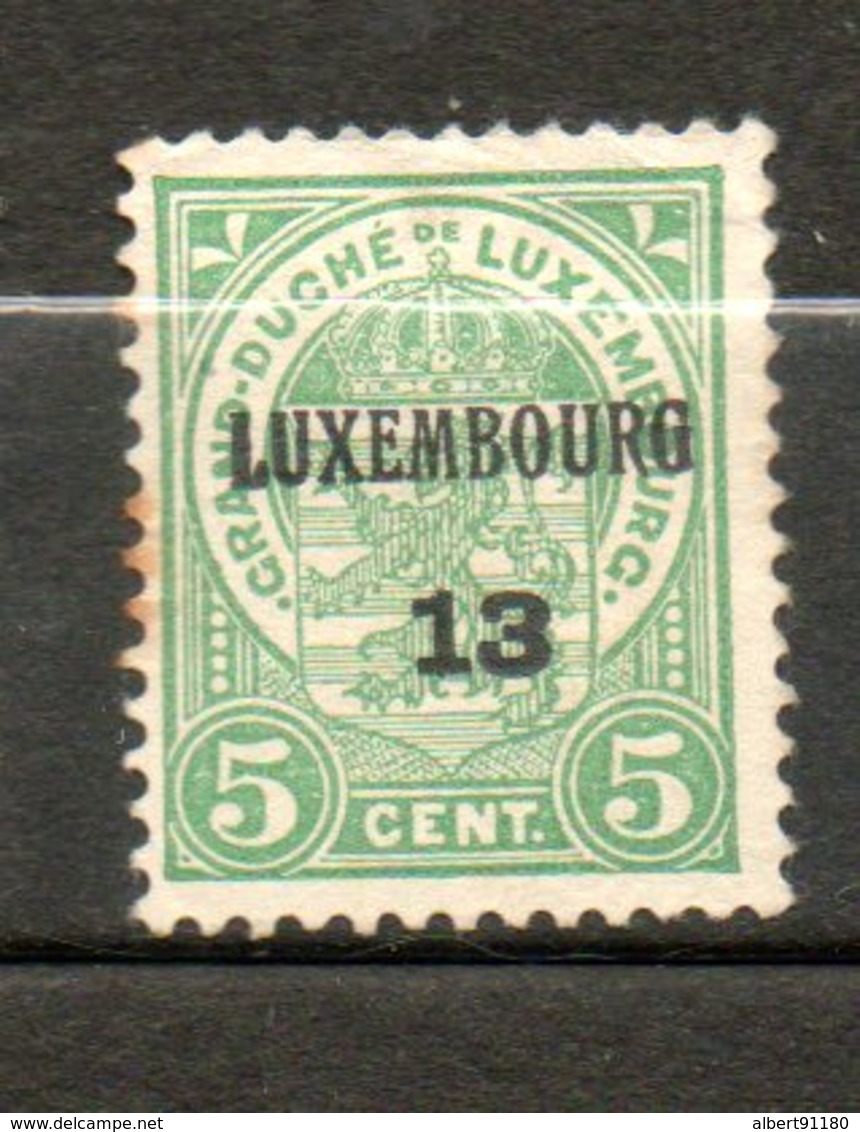 LUXEMBOURG Préoblitéré 13 Sur 5c Vert 1907 N° 92 - 1907-24 Ecusson