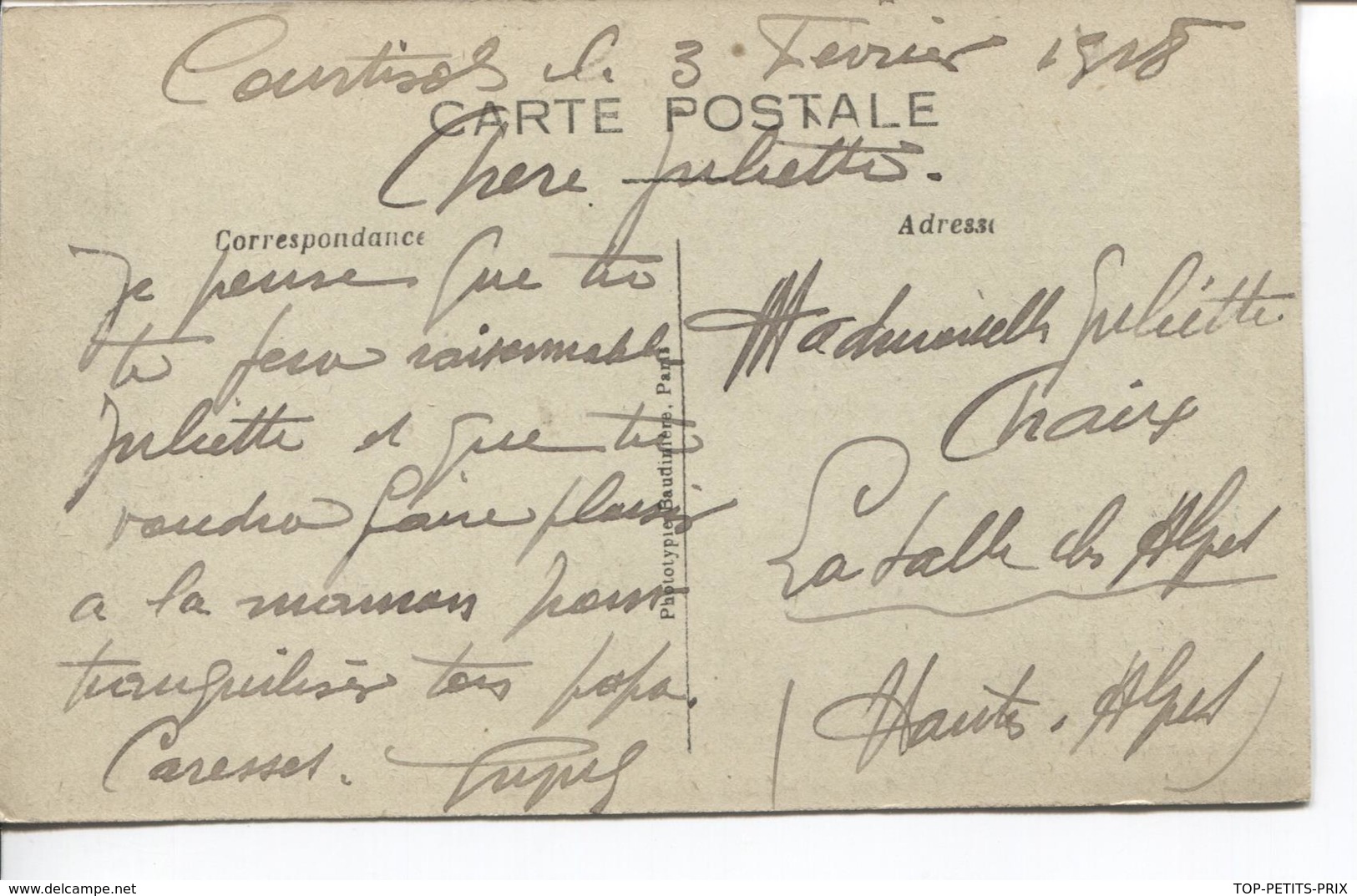 REF613/ France CP Courtisols Marne Mairie Cheval Fiacre Le 3 Février 1918 - Courtisols