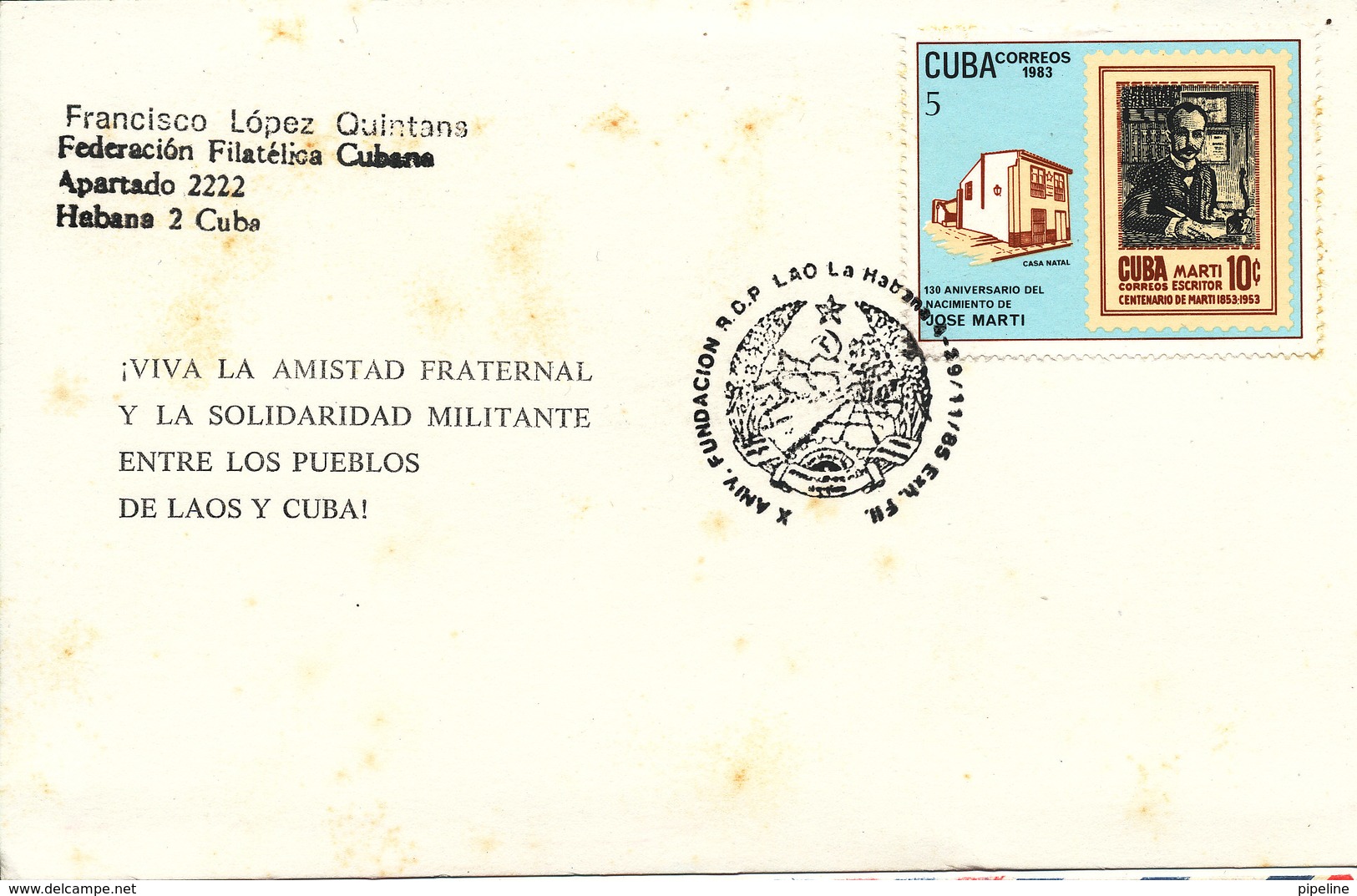 Cuba Card With Special Postmark 1985 - Briefe U. Dokumente