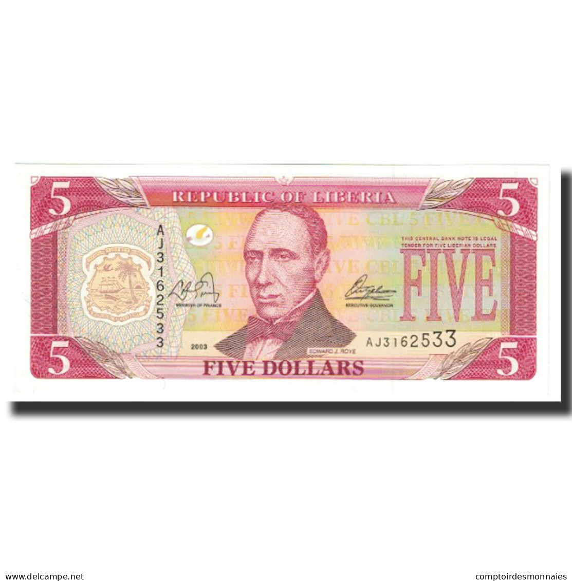 Billet, Liberia, 5 Dollars, 2003, KM:26a, SPL - Liberia