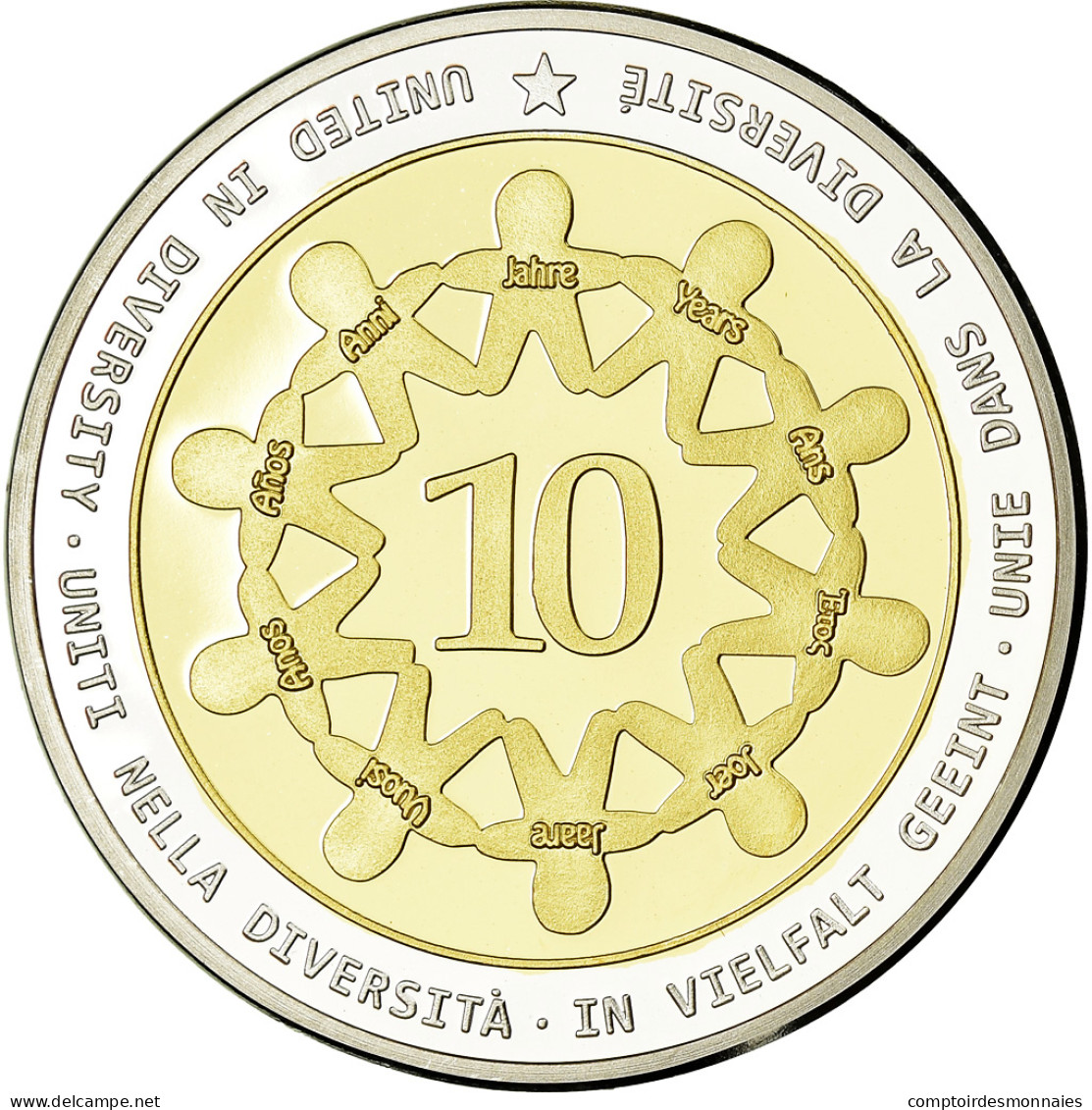 Pays-Bas, Médaille, 10 Ans De L'Euro, Politics, Society, War, 2012, FDC, Copper - Autres & Non Classés