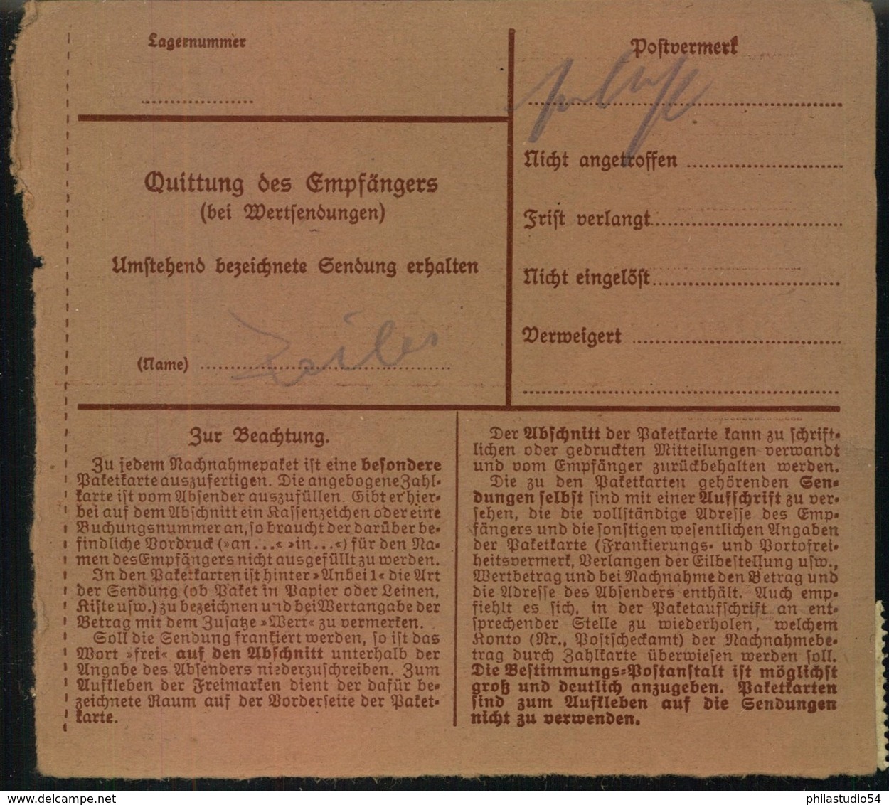 1920, Selbstbucher-Paketkarte Ab "GRAFRATH, 30.APR. 20" Mit MiF Bayern/Deutsches Reich - Lettres & Documents