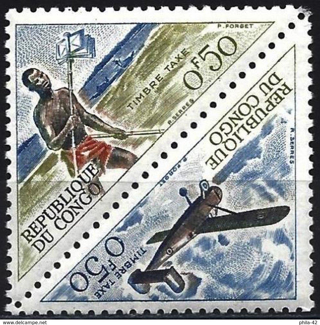 Congo (Braz) 1961 - Mi P1/P2 - YT T 34/35 ( Postage Due : Post Runner & Plane Broussard ) MNH** - Neufs