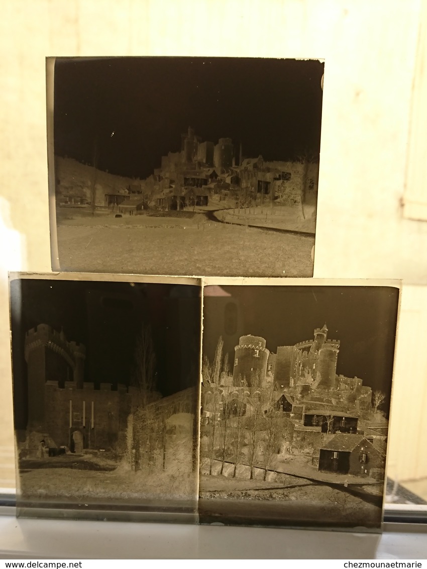 FUMEL CHATEAU DE BONAGUIL - LOT DE 3 - PLAQUE DE VERRE 12*9 CM - Glass Slides