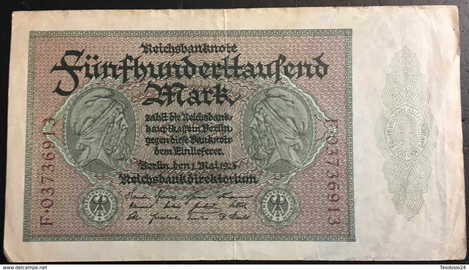 Allemagne, Reichsbanknote 500.000  Mark 1923. - 500000 Mark