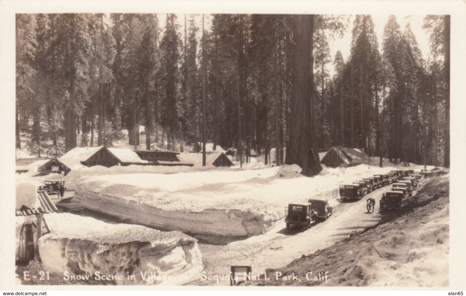 Sequoia National Park California, Snow Scene In Village, C1920s Vintage Real Photo Postcard - Other & Unclassified