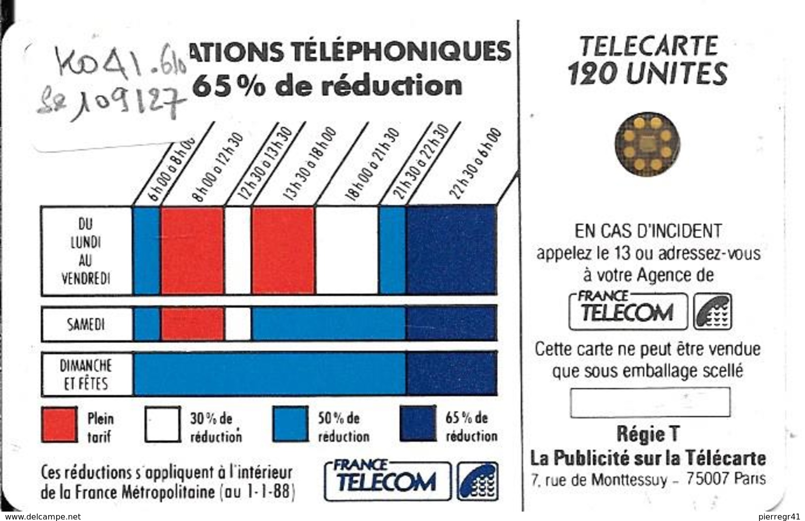 CARTE-PUBLIC-120U-Ko41.610-SC5An-OFFSET-CORDON BLEU-V°6Pe 109127-Utilisé-R°Nouveau Logo-TBE - Cordons'