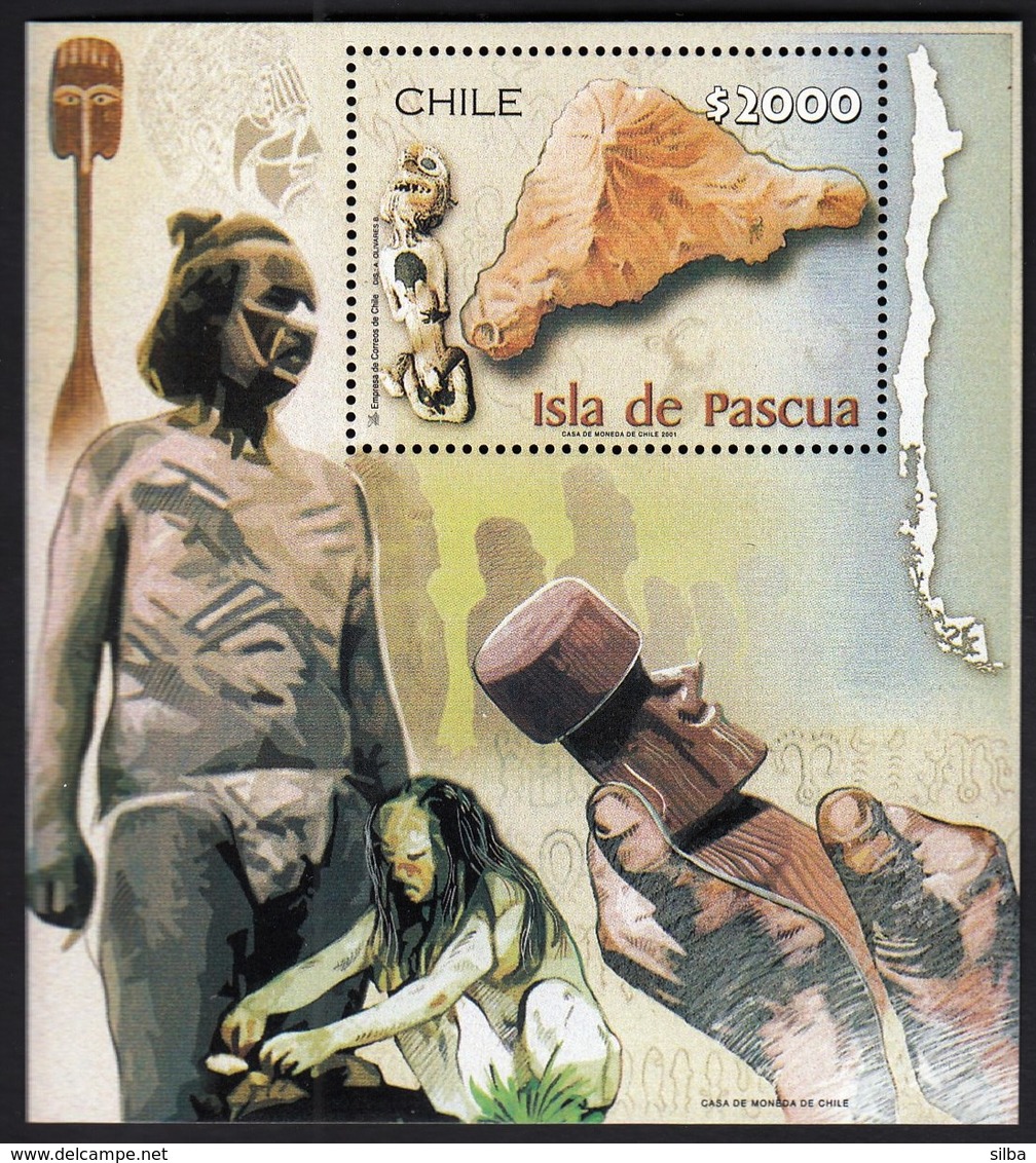 Chile 2001 / Easter Island, Isla De Pascua / Handycraft / Mi BL50 / MNH - Cile