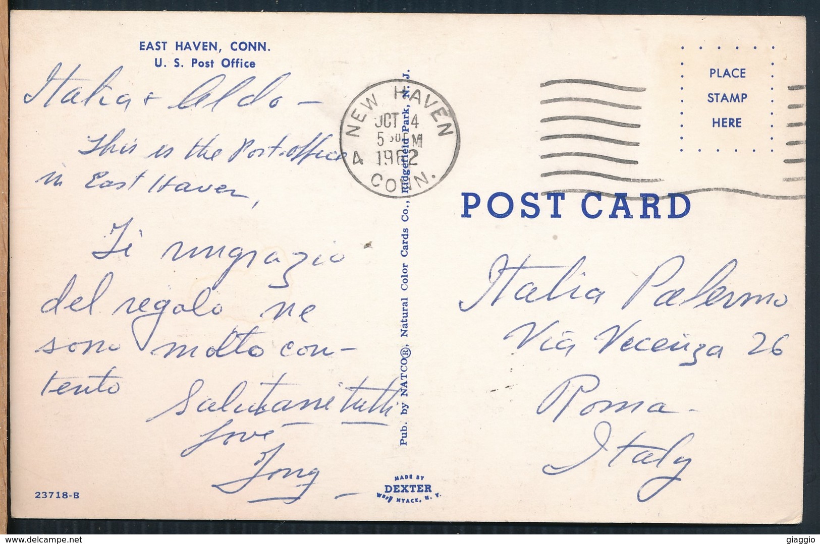 °°° 19615 - USA - CT - EAST HAVEN - U.S. POST OFFICE - 1962 °°° - New Haven