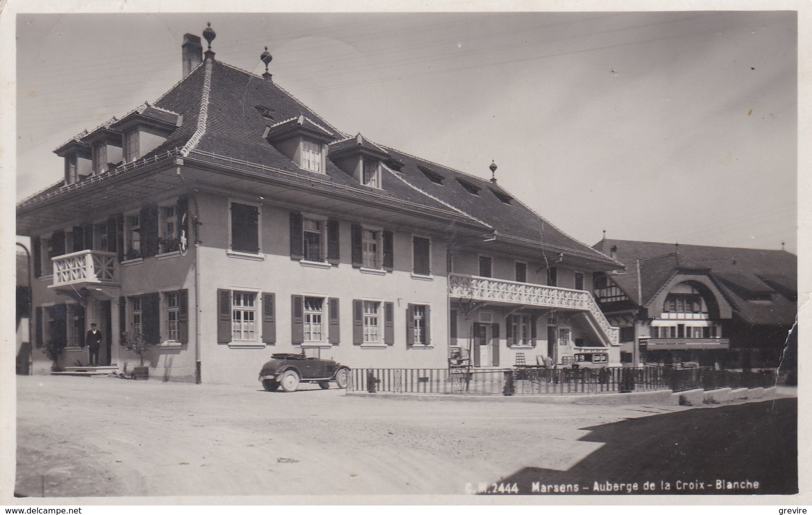 Marsens, Hôtel De La Croix Blanche, Laiterie-fromagerie, Voiture. Carte-photo - Marsens