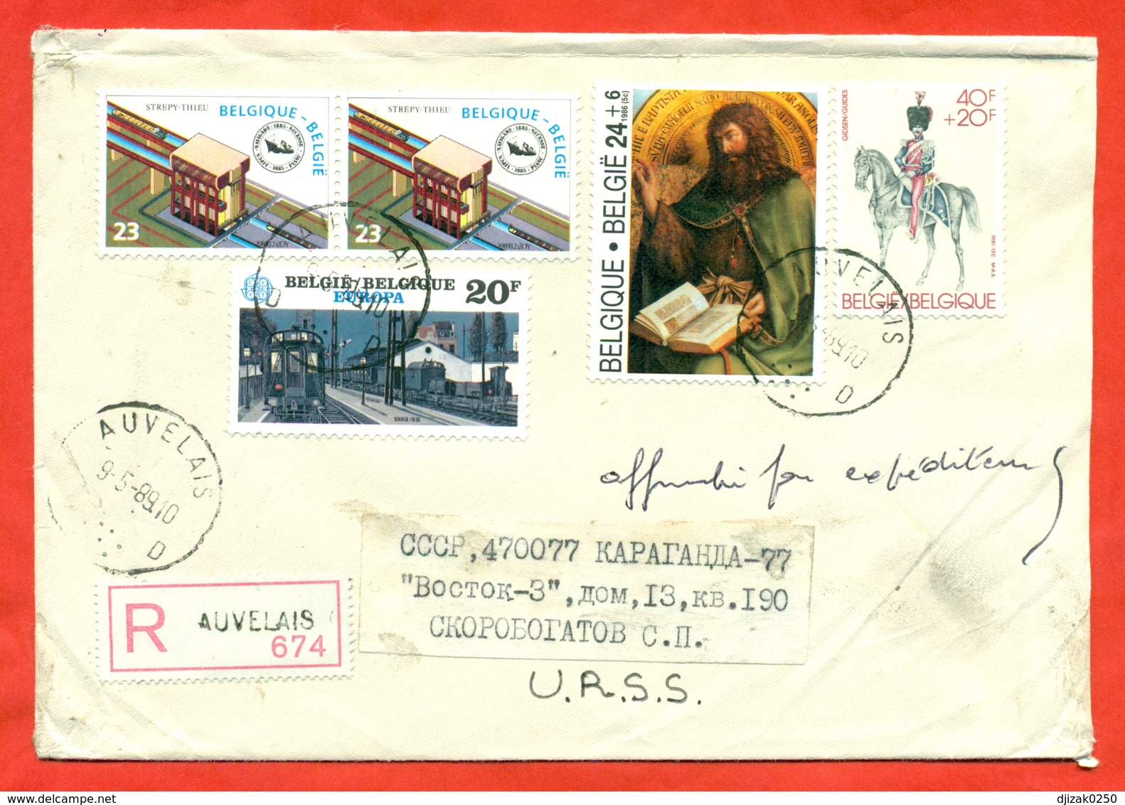 Belgium 1989.Registered Envelope  Passed The Mail. - Covers & Documents