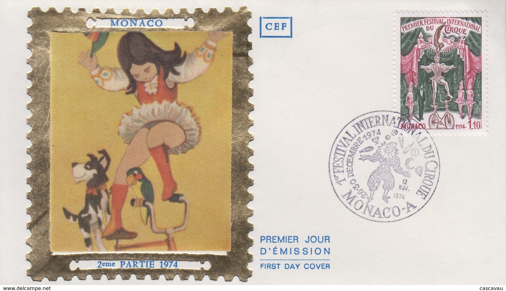 Enveloppe  FDC  1er Jour  MONACO  1er  FESTIVAL  INTERNATIONAL  Du  CIRQUE    1974 - Circus