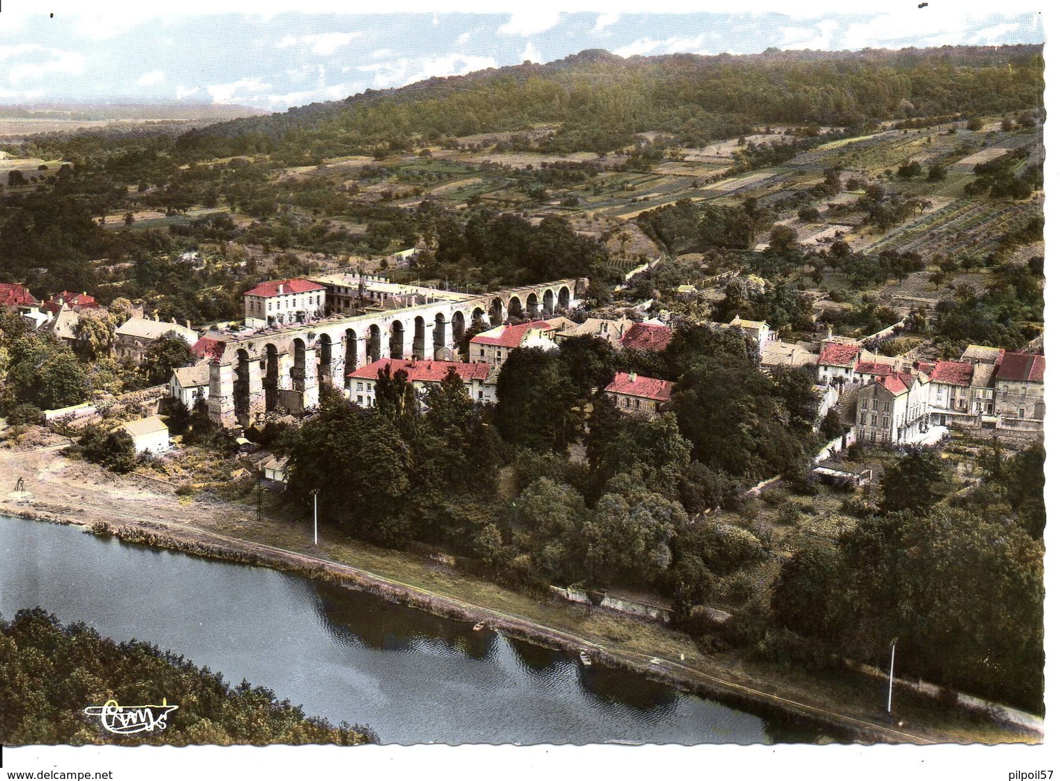 57 - ARS SUR MOSELLE - La Moselle Entre Ars Et Jouy - Vue Aérienne - Les Arches Romaines  (format 10,5X15) - Ars Sur Moselle