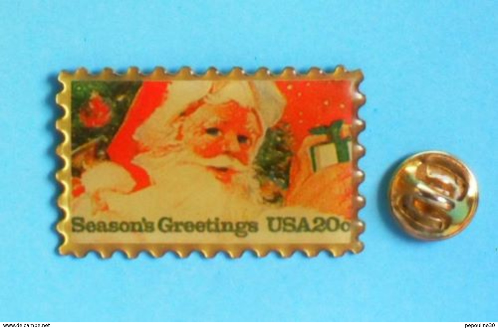 1 PIN'S //  ** TIMBRE / SEASON'S GREETINGS / USA 20c ** - Christmas