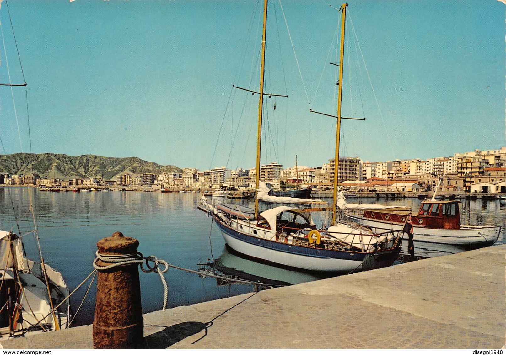 M09064 "CROTONE-PORTO VECCHIO-MOLO ATTRACCO TURISTICO"- CART. ILLUSTR. ORIG.  SPEDITA 1974 - Crotone