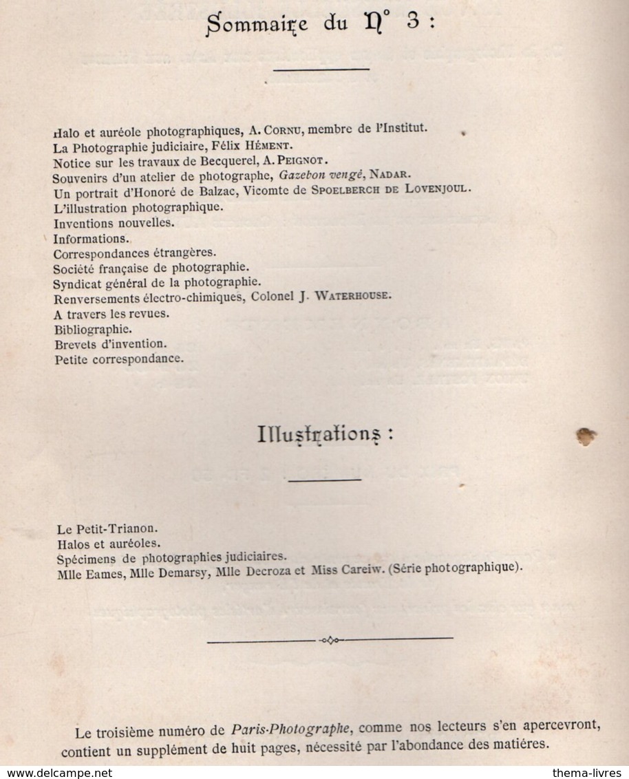 (photo)  Revue PARIS PHOTOGRAPHE NADAR 1e Année N°3  (juin 1891) - Photographs